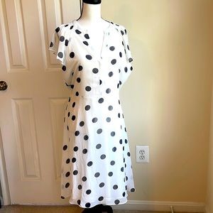 Ann Taylor Factory Polka Dot Flutter Sleeve Dress